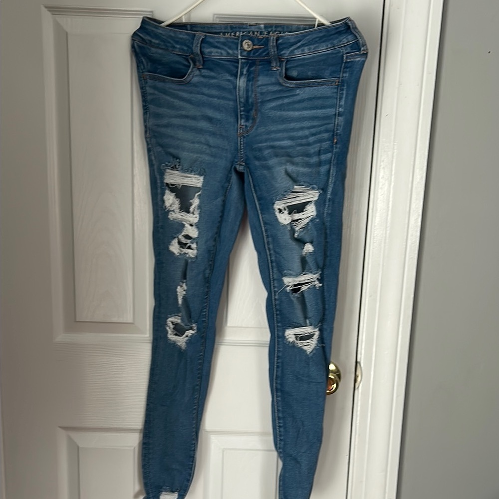 Women's Blue Distressed Jeans